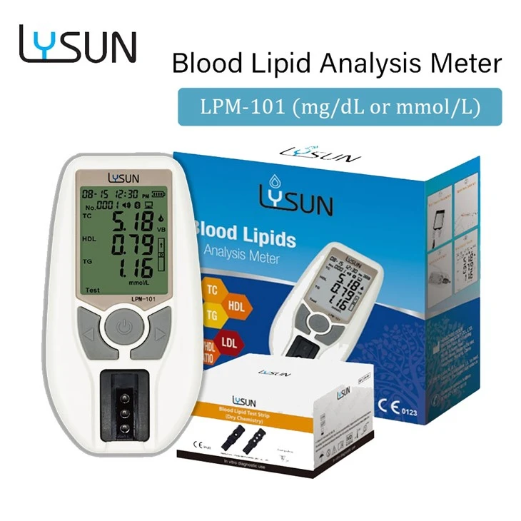 Lysun Fast Test Blood Lipid Analysis Meter Ujian Kolesterol Rumah Menggunakan